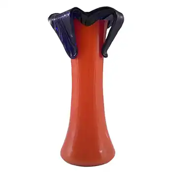Czech / Bohemian Vintage Red & Blue Glass Tango Vase