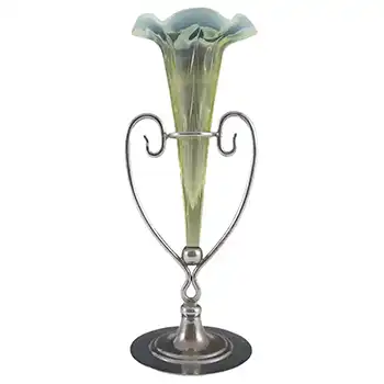 Victorian Vaseline / Uranium Glass + Silver Epergne Vase