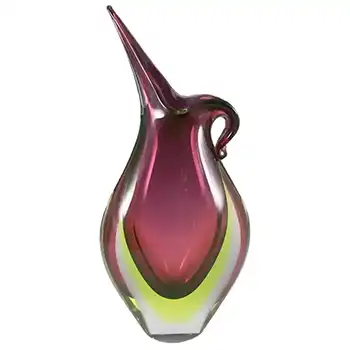 HUGE Murano Purple & Uranium Green Sommerso Glass Vase