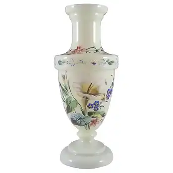 Victorian Bohemian Enamelled Uranium Glass Vase