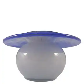 Vasart Signed British Blue Mottled Glass Posy Vase V003