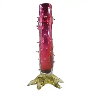Victorian Cranberry & Vaseline/Uranium Glass Thorn Vase