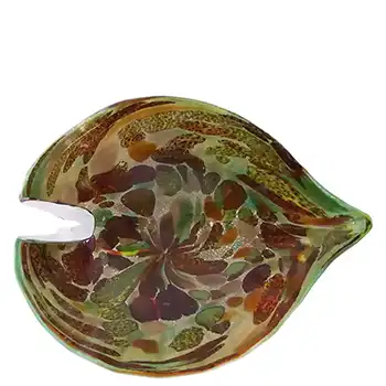 Vetro Artistico Veneziano Murano Glass Aventurine Bowl
