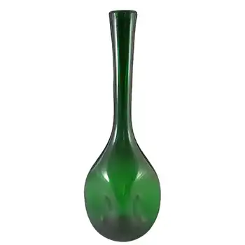 Empoli Verde Large Italian Green Glass Dimpled Vase