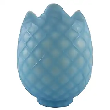 Victorian Style Satin Cased Glass Blue & White Diamond Quilted Vase