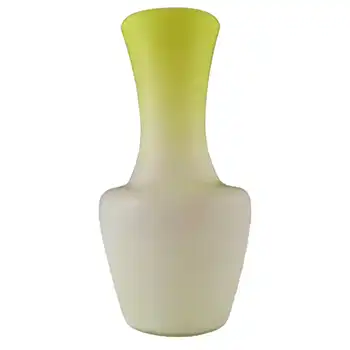 Victorian Satin Cased Glass Yellow & White Antique Vase