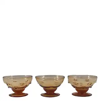 3 x Thomas Webb Amber Glass 'Bullseye' Bowls - Marked