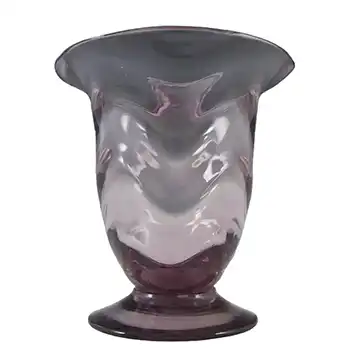 Thomas Webb Amethyst Glass 'Venetian Ripple' Vase - Marked