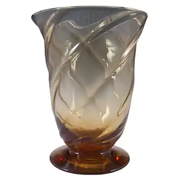 Thomas Webb Stourbridge Amber Glass Vase - Marked