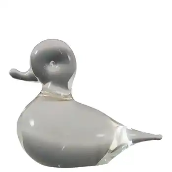 Langham Clear Glass Duck/Duckling Paperweight - Marked