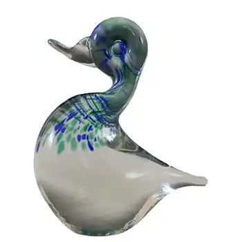 Wedgwood Blue & Green Glass 'Lilliput' Duck Paperweight