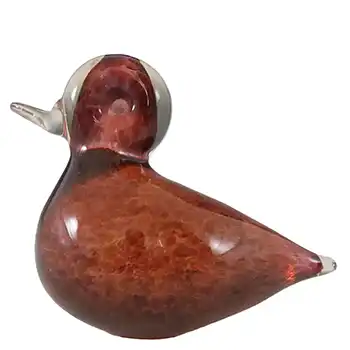 Wedgwood Speckled Pink Glass Duckling Paperweight - Marked