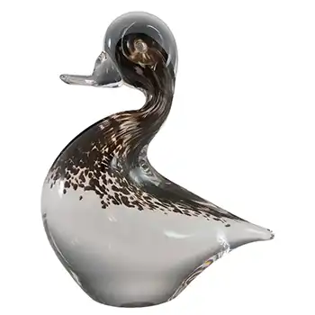Wedgwood Speckled Brown Glass Duck Paperweight - Marked