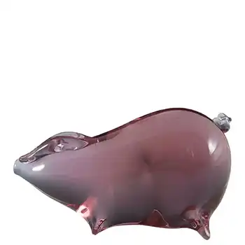 Wedgwood Lilac/Pink Glass Pig Paperweight SG439 - Marked