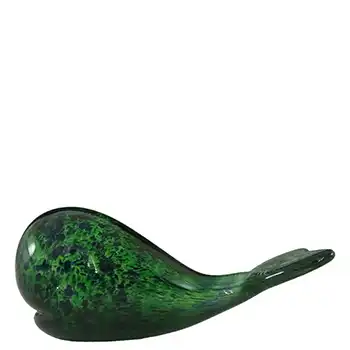 Wedgwood Green + Blue Glass Whale Paperweight - Marked