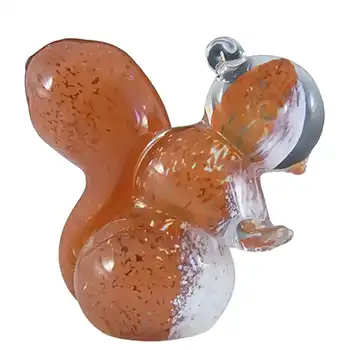 Caithness Crystal Orange + White Glass Squirrel Paperweight