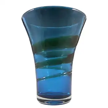 Whitefriars #9709 Baxter Blue/Green Glass Ribbon Trail Vase