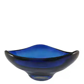Whitefriars #9516 Cased Blue Glass Three Sided Bowl