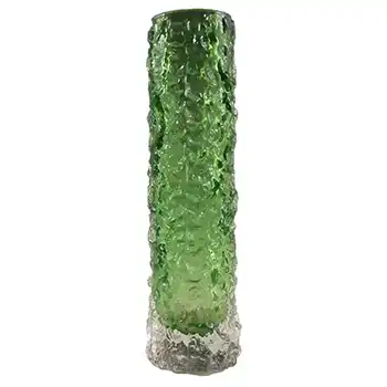 Whitefriars #9729 Baxter Green Glass 5.75" Textured Bark Vase