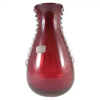 Whitefriars #9420 Ruby Red Glass 7.25" Flanged Vase - Labelled