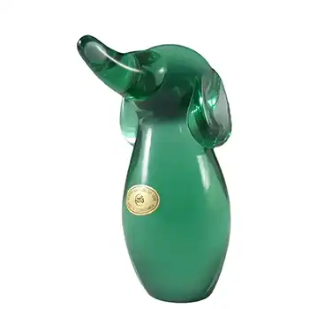 Zelezny Brod Sklo Czech Green Glass Dog - Labelled