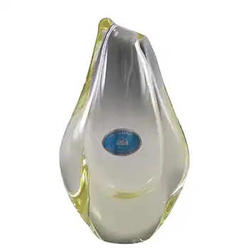 Zelezny Brod Sklo Czech Citrine Glass Vase - Labelled