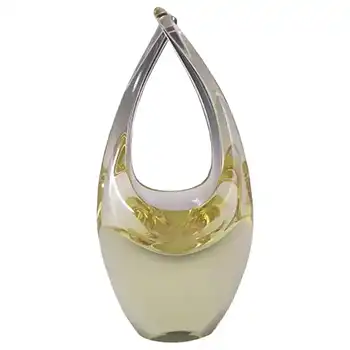 Zelezny Brod Czech Citrine Glass Basket Sculpture