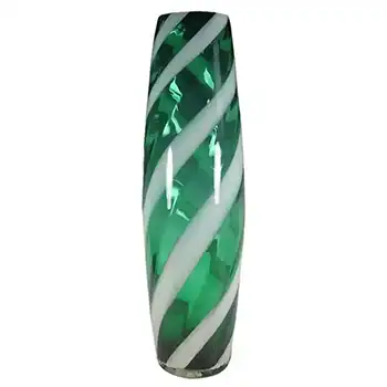 Cristalleria Artistica Toscana / Alrose Empoli Green & White Glass Vase