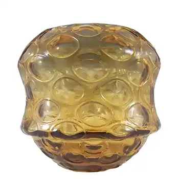 Borske Sklo 1950's Amber Glass Optical 'Olives' Vase