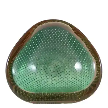 Ferro Italarts Murano Green & Amber Glass Bubble Bowl