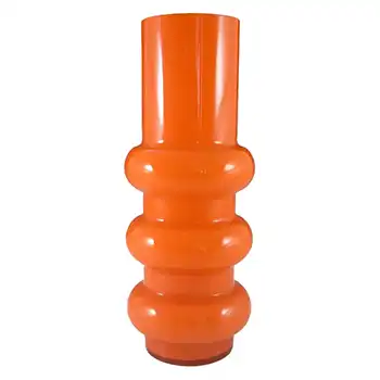 Ryd Glasbruk Swedish / Scandinavian Orange Glass Hooped 11.5" Vase