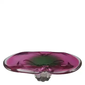 Chřibská #373/2/30 Czech Pink & Green Glass Ashtray Bowl