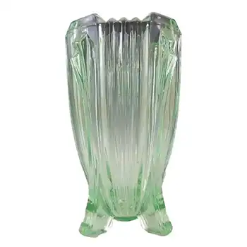 Bagley #3057 Art Deco 5.75" Vintage Green Glass 'Bedford' Vase