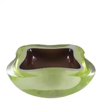 Murano Geode Red & Uranium Sommerso Glass Square Bowl