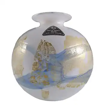Isle of Wight Studio/Michael Harris Golden Peacock Glass Vase