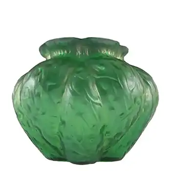 Art Nouveau 1900's Iridescent Green Glass Antique Vase