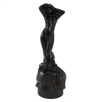 Bagley Art Deco Black Glass 'Andromeda' Nude Lady Figurine