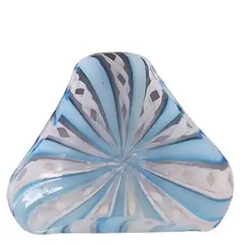 Murano Blue & White Glass Zanfirico Filigree Bowl