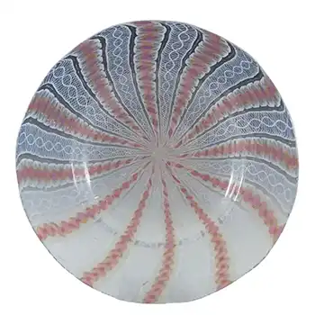 Salviati Murano Zanfirico & Aventurine Pink Glass Plate