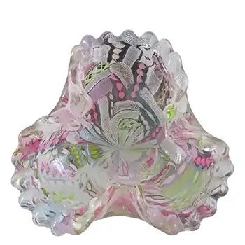Fratelli Toso Murano Zanfirico Bizantino Style Clear Glass Bowl