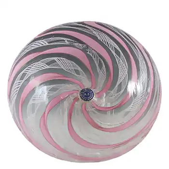 Murano Pink & White Glass Zanfirico Filigree Bowl