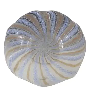 Salviati Murano Zanfirico & Aventurine Blue Glass Plate