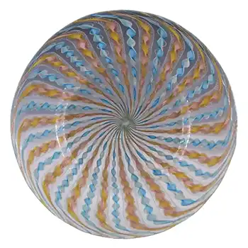 Salviati Murano Zanfirico & Aventurine Blue Glass Plate #3