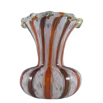 Murano 1950's Zanfirico Lattice Filigree Glass Vase