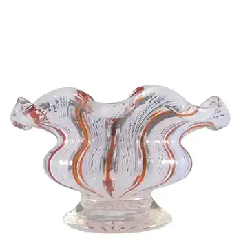 Murano 1950's Zanfirico Lattice Filigree Glass Bowl