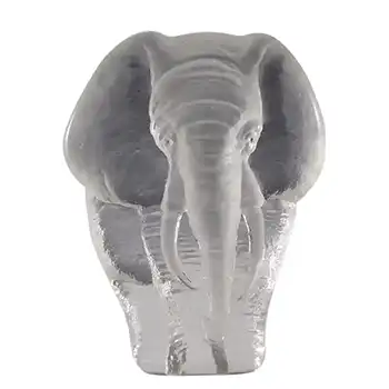 Mats Jonasson / Royal Krona #33139 Glass Elephant Paperweight - Signed
