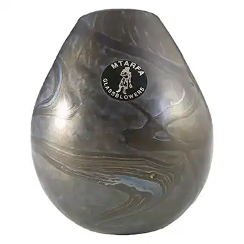 Mtarfa Maltese Blue & Grey Iridescent Glass Vase - Signed