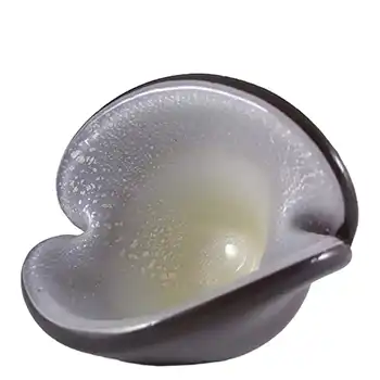 AVEM Murano Red & White Silver Leaf Glass Clam Vase