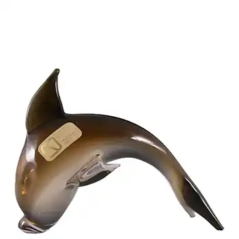 V. Nason & Co Murano Brown Glass Dolphin Sculpture - Signed