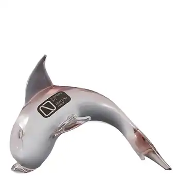 V. Nason & Co Murano Pink Glass Dolphin Sculpture - Label